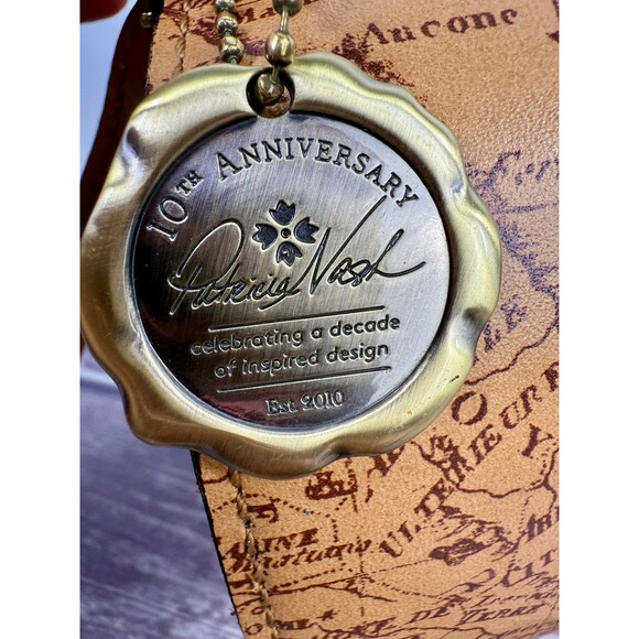 NWT PATRICIA NASH Consilina Floret Biscuit Map Print Leather Crossbody purse - Picture 3 of 17